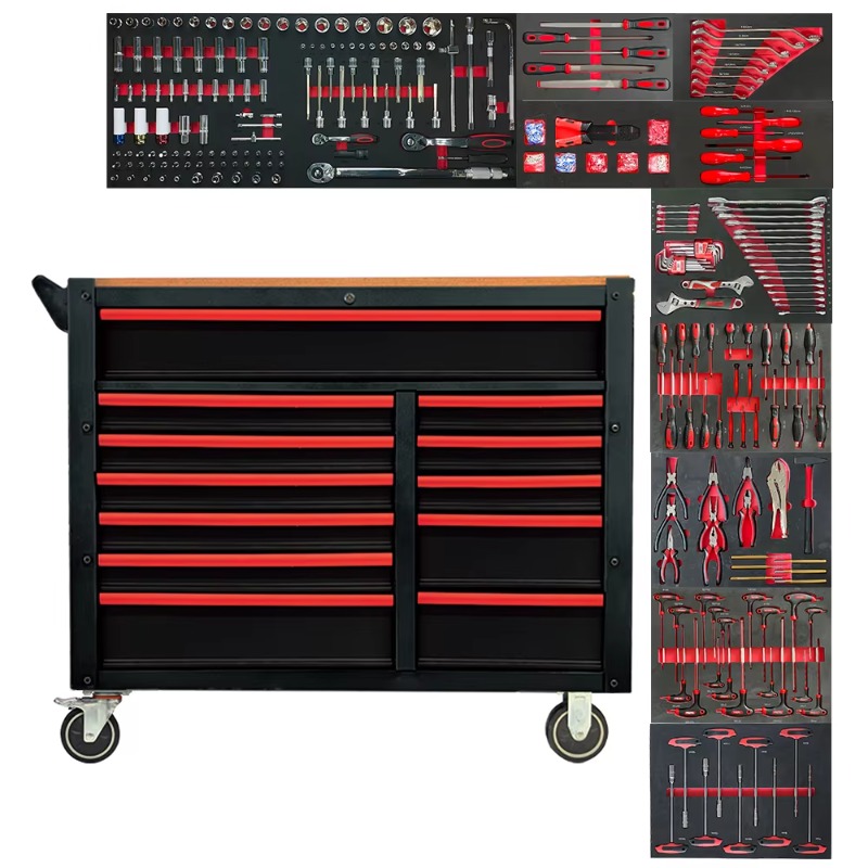 Workshop Tools Trolley - 12段引き出し471点ツールキット、自動車整備工場用スチールキャビネット、工業用ローリングボックスツールトロリー（Caja De Herramientas付き）