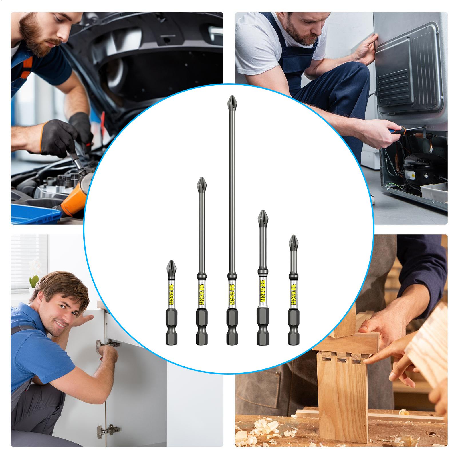 ドリルドライバービットセット 5ピース ヘビーデューティー  - Tools For Garage Workshop のレビューと価格