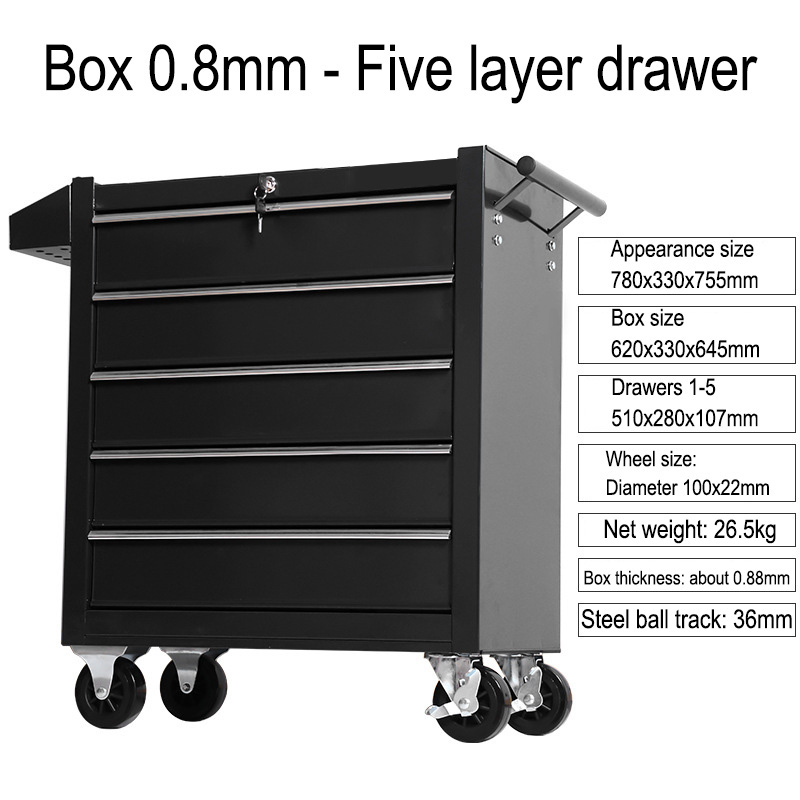 5段引き出し収納ツールボックストロリー、多機能自動車修理ハー - Workshop Tools Trolley のレビューと価格