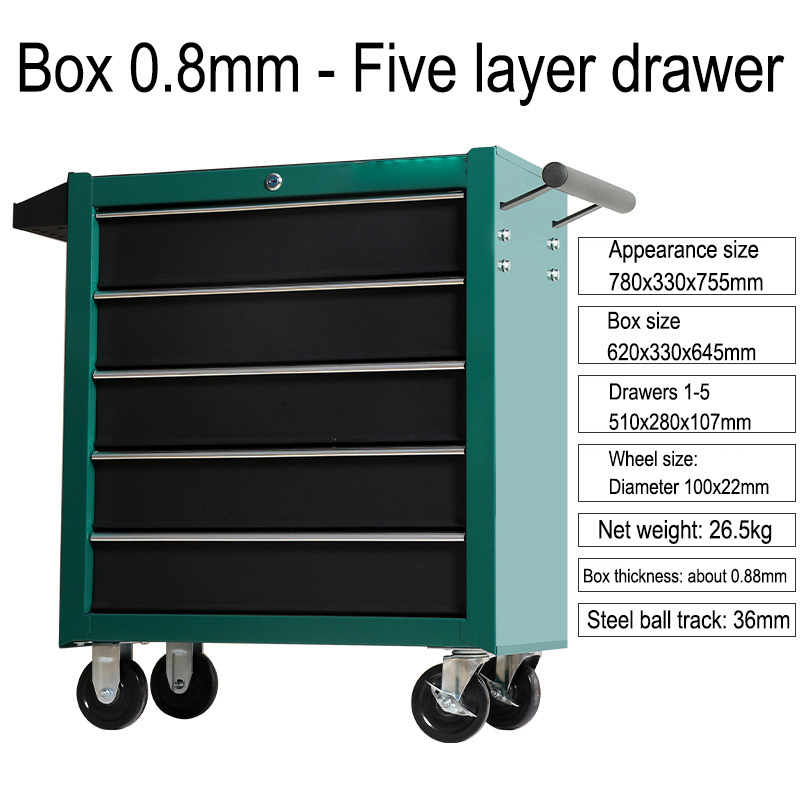 5段引き出し収納ツールボックストロリー、多機能自動車修理ハー - Workshop Tools Trolley のレビューと価格